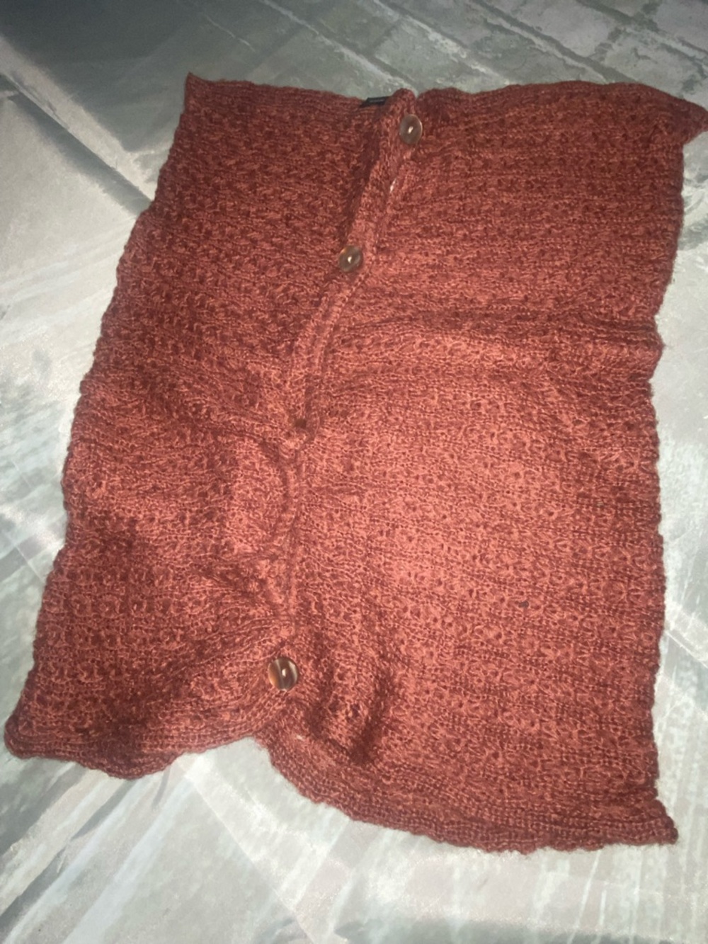 Chunky Knit Button-Up Sweater scarf - Rust